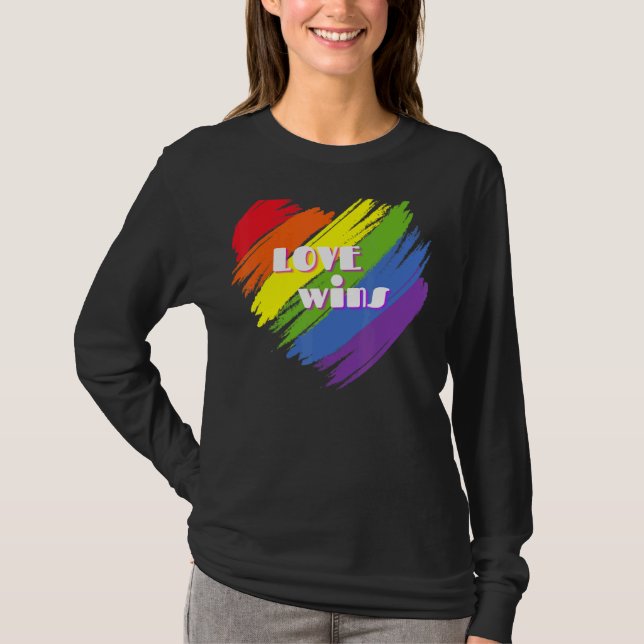 Liebe gewinnt Herzschlag Gay Pride Month Lgbt T-Shirt (Vorderseite)