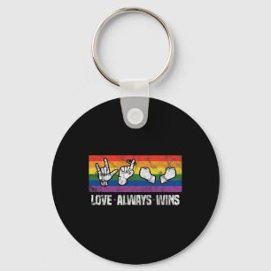 Liebe gewinnt immer ASL Deaf Awareness LGBT Gay Pr Schlüsselanhänger