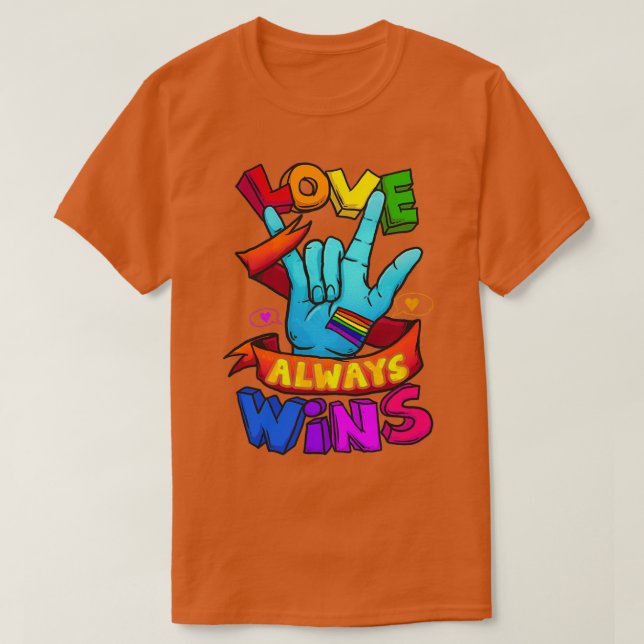 Liebe gewinnt immer ASL Shirt Deaf Awareness Gay P (Design vorne)