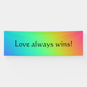 "Liebe gewinnt immer" Helle Rainbow Gradient Weddi Banner