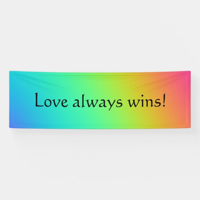 "Liebe gewinnt immer" Helle Rainbow Gradient Weddi Banner (Horizontal)