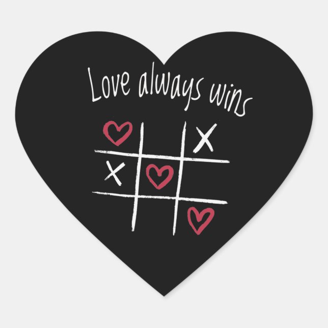 Liebe gewinnt immer Herz-Aufkleber (Vorderseite)