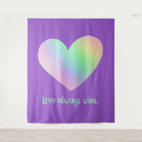 "Liebe gewinnt immer" Rainbow Heart Tapestes