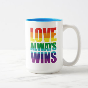 Liebe gewinnt immer zweifarbige tasse