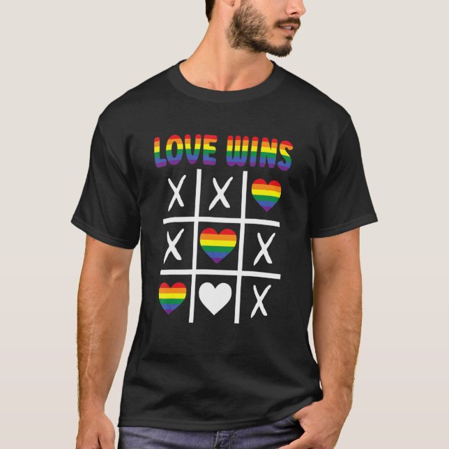 Liebe gewinnt Lgbtq Ally Tic Tac Toe Pride Month R T-Shirt (Vorderseite)