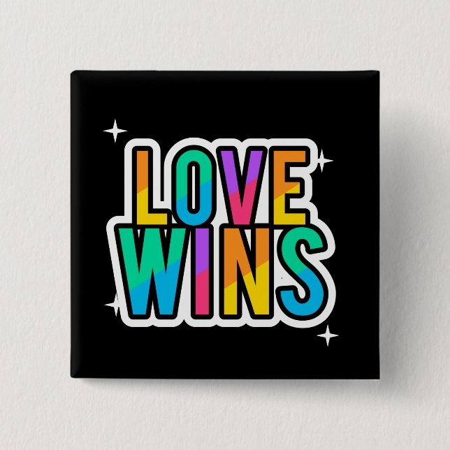 Liebe gewinnt. LGBTQ+Pride Regenbogen. Button (Vorderseite)