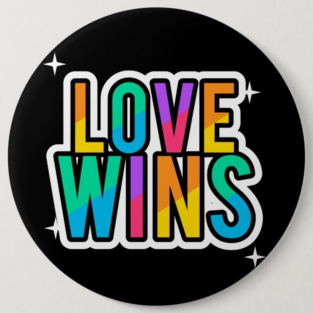 Liebe gewinnt. LGBTQ+Pride Regenbogen. Button (Vorderseite)