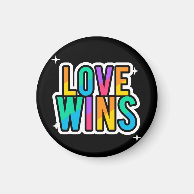 Liebe gewinnt. LGBTQ+Pride Regenbogen. Magnet (Vorne)