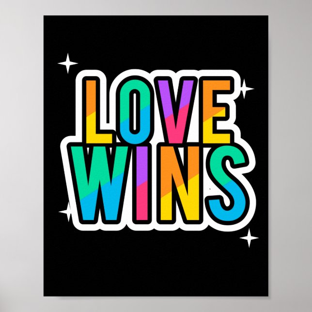 Liebe gewinnt. LGBTQ+Pride Regenbogen. Poster (Vorne)