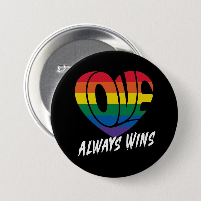 Liebe gewinnt LGBTQ-Stolz Button (Vorne & Hinten)