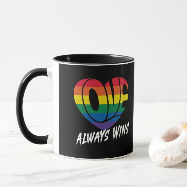 Liebe gewinnt LGBTQ-Stolz Tasse (Mit Donut)