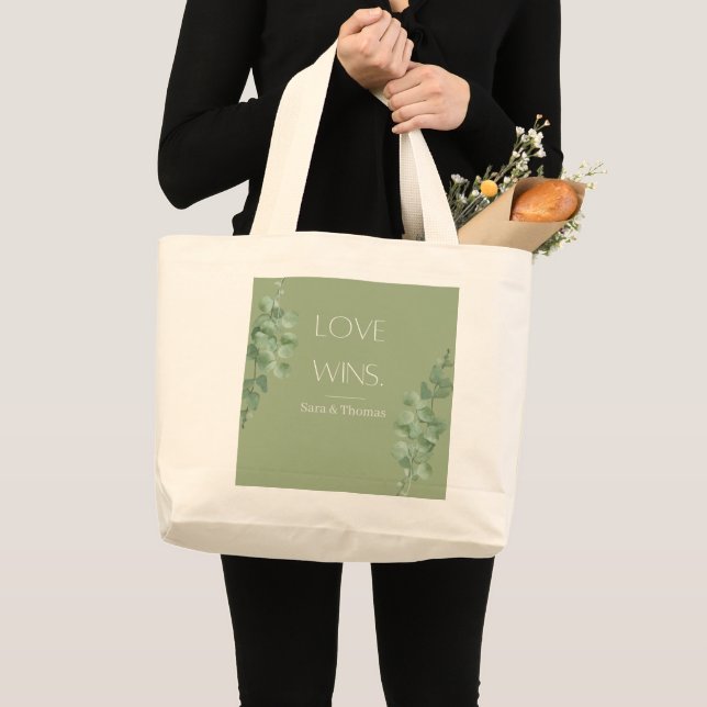 Liebe gewinnt Personalisiert Tote Bag Jumbo Stoffbeutel (Vorderseite (Produkt))