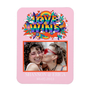 Liebe gewinnt Pride LGBTQ Collage Rainbow Ankündig Magnet