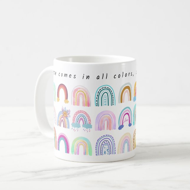 Liebe gewinnt - Regenbogen Kaffeetasse (Vorderseite Links)
