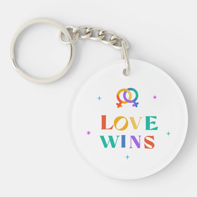 Liebe gewinnt Regenbogen Schlüsselanhänger (Vorderseite)