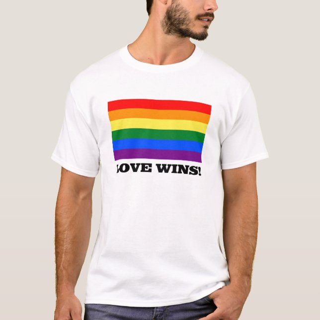 Liebe gewinnt Regenbogen T-Shirt (Vorderseite)