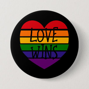 Liebe gewinnt Regenbogenherz Button