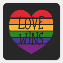 Liebe gewinnt Regenbogenherz Quadratischer Aufkleber
