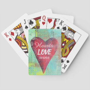 Liebe gewinnt rotes Valentinsherz Spielkarten