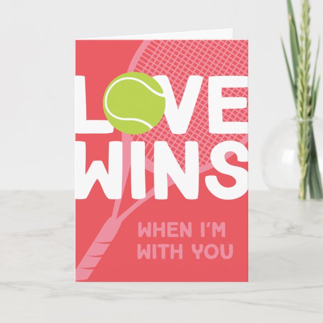 Liebe gewinnt Tennis Match Valentine Tageskarte Karte (Vorderseite)
