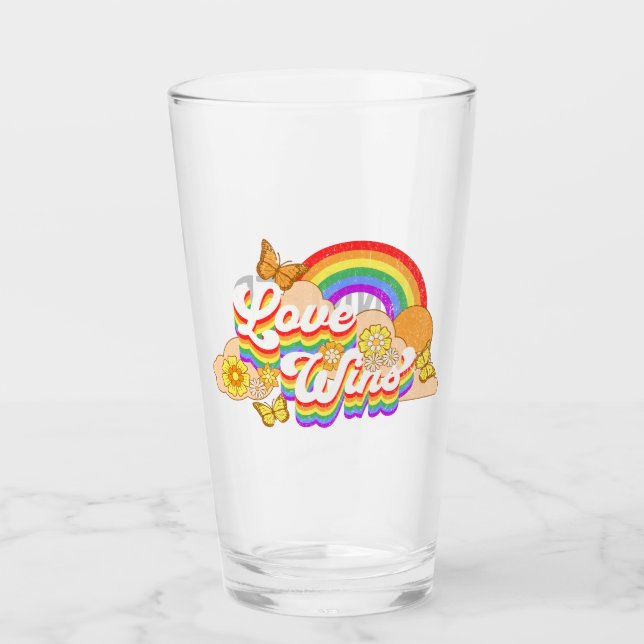 Liebe gewinnt Textdesign Glas (Vorderseite)