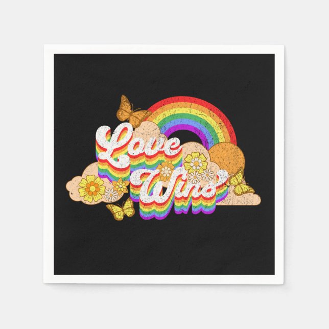 Liebe gewinnt Textdesign Serviette (Vorderseite)