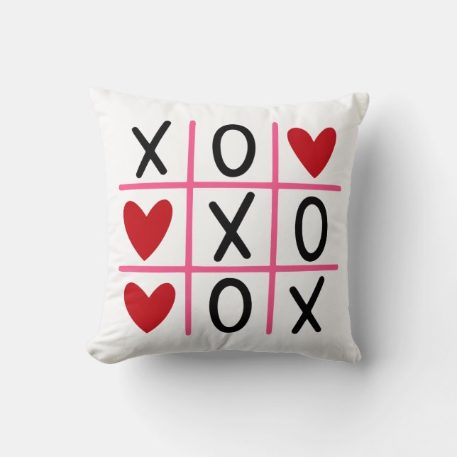 Liebe gewinnt Tic-Tac-Toe Kissen (Vorderseite)