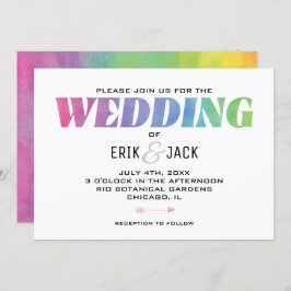 Liebe gewinnt Watercolor Rainbow Wedding Einladung