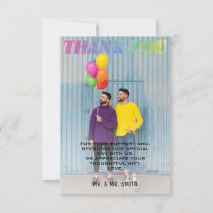 Liebe gewinnt Watercolor-Regenbogen-Foto Dankeskarte