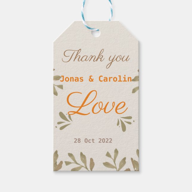 Liebe Gewürzgarten Hochzeitsfeier Geschenkanhänger (Vorderseite)