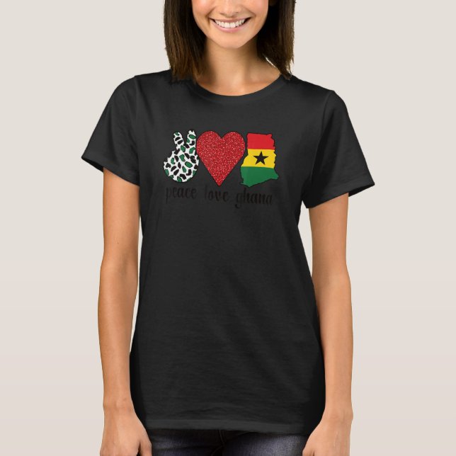 Liebe Ghana Proud Ghanaische Flagge Ghanaische Roo T-Shirt (Vorderseite)