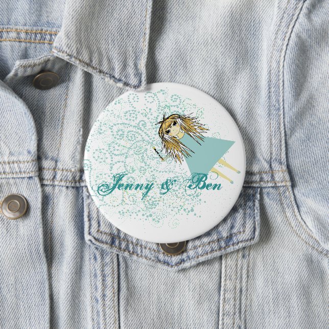 Liebe gibt uns eine Märchen-Hochzeit Button (Beispiel)