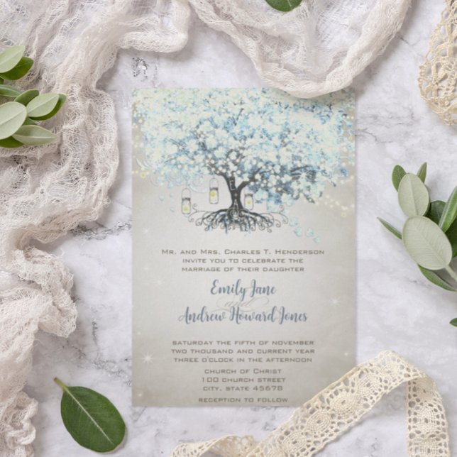 Liebe gibt uns Fairy Tale Heart Leaf Tree Hochzeit Einladung (Von Creator hochgeladen)