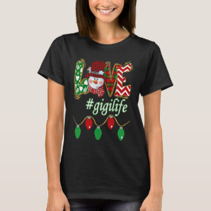 Liebe Gigi Life Snowman Scarf Weihnachtsbeleuchtun T-Shirt