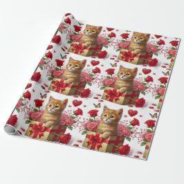 Liebe Ginger Kitten in Valentinstag Box Geschenkpapier