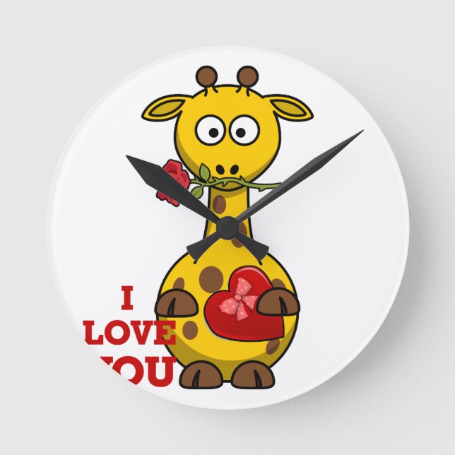 Liebe Giraffe Runde Wanduhr (Vorderseite)