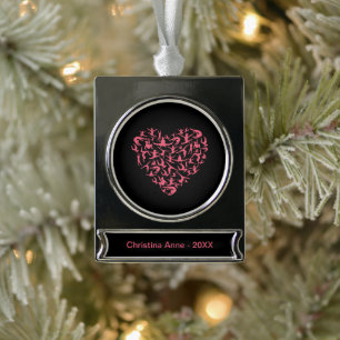 Liebe Girls Gymnastik - Silhouette Herz Banner-Ornament Silber