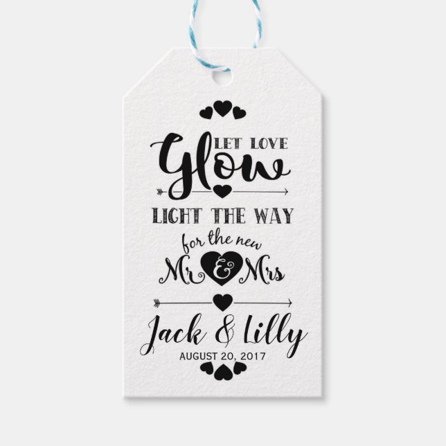 Liebe glänzende Gastgeschenk Hochzeit Glühstift-An Geschenkanhänger (Vorderseite)