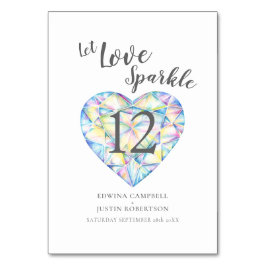 Liebe glänzender Aquarelldiamant gelassen Tischnummer