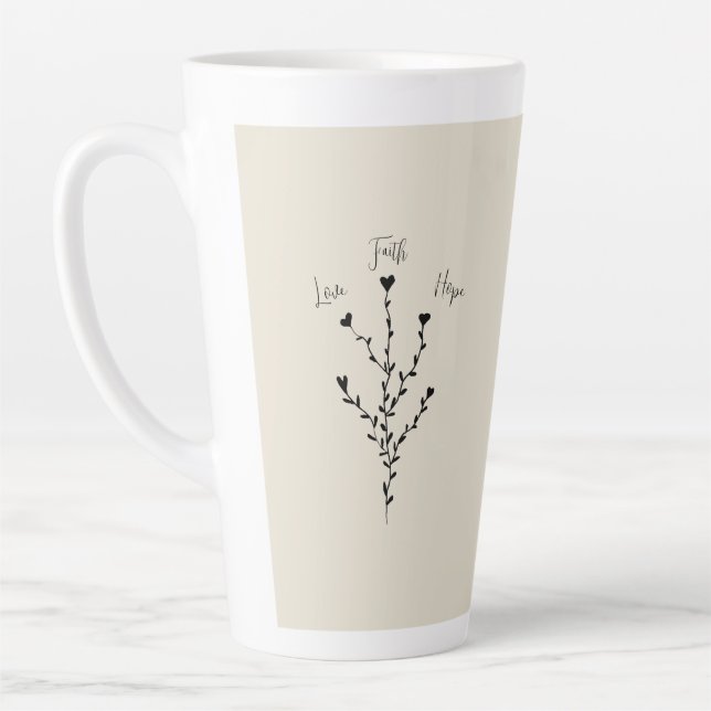 Liebe Glaube Hoffnung in Linen Tall Kaffee Tasse (Links)