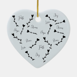 Liebe Glaube Hoffnung träumen Frieden in Blau Keramik Ornament