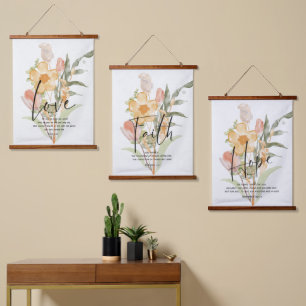 Liebe-Glaube-Hoffnung Wandteppich Mit Holzrahmen