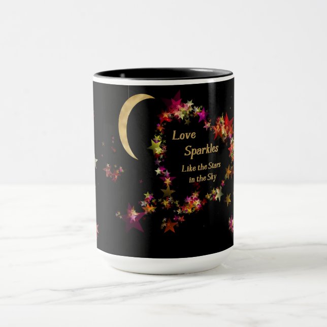 Liebe Glitzern mit Sternen Tasse (Zentrum)