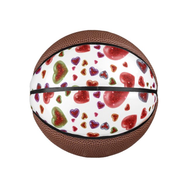 Liebe, glitzernde Herzen 2 Mini Basketball (Vorderseite)