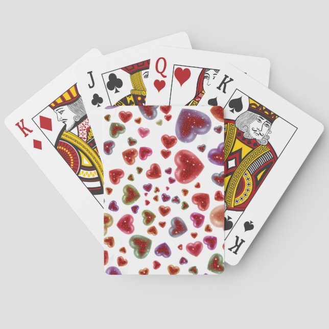 Liebe, glitzernde Herzen 2 Spielkarten (Rückseite)