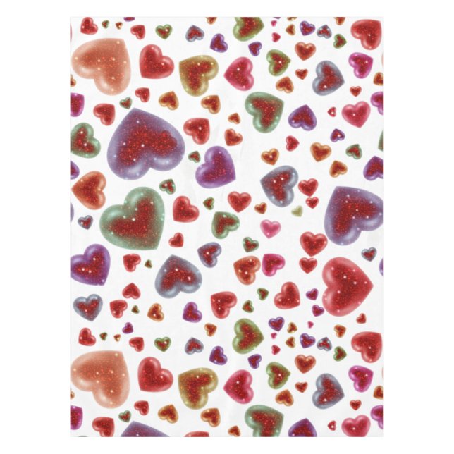 Liebe, glitzernde Herzen 2 Tischdecke (Vorderseite)