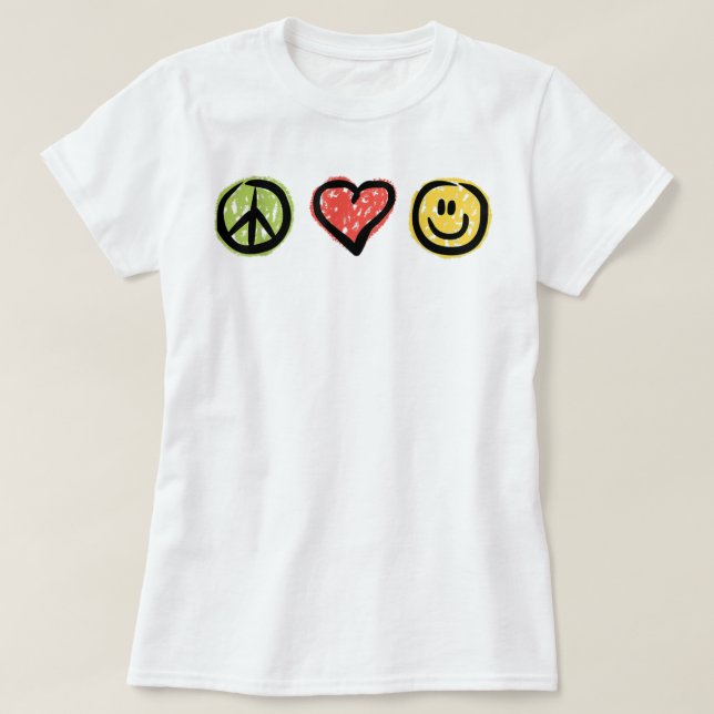 Liebe Glück Positive Zeichen T-Shirt (Design vorne)