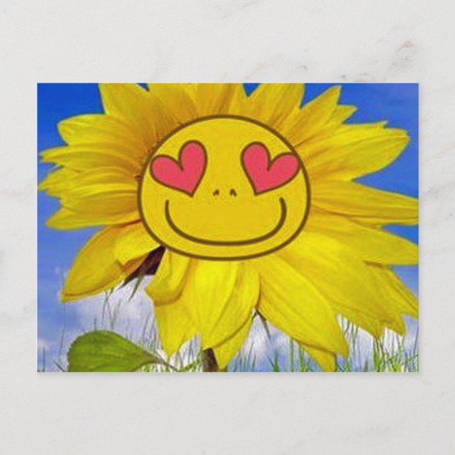 Liebe, glücklich, sonnenblütig, farbenfroh, Blume, Postkarte (Vorderseite)
