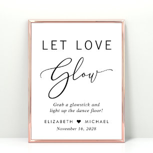 Liebe glühen Hochzeitstanz Zeichen gelassen Poster