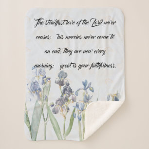 Liebe-Gnade Gott-blauer Iris-Blumen Sherpa Decke Sherpadecke